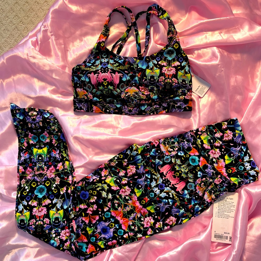 Lululemon Energy Bra and Base Pace Leggings in Flowerscope Print Both Size 8